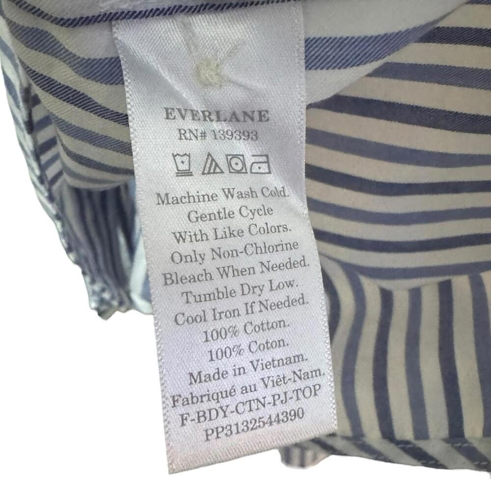Everlane Boxy Cotton Shirt Blue Stripe Cropped Button Top NWT Loungewear XXS - Picture 6 of 6
